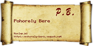 Pohorely Bere névjegykártya